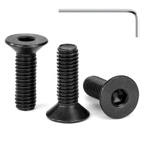 Tunejoy Vis à Tête Fraisée M6 x 20 mm à Six Pans Creux en Acier Inoxydable A2 V2A Vis à Tête Cylindrique Hexagonale avec Clé Allen Filetage Complet 30 Pièces Noir