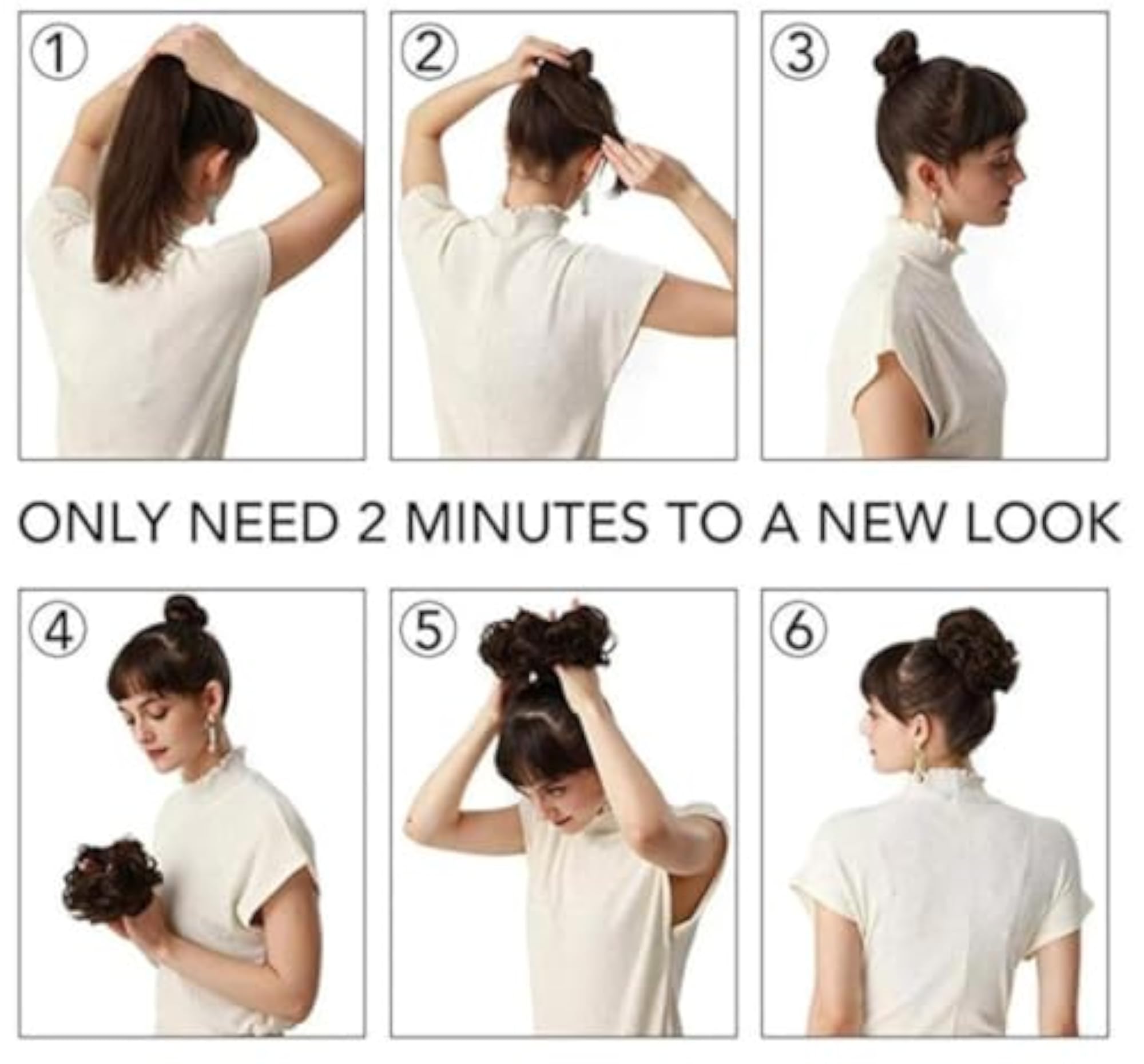 Curly/Messy Brown Bun Juda Hair Extension for Women