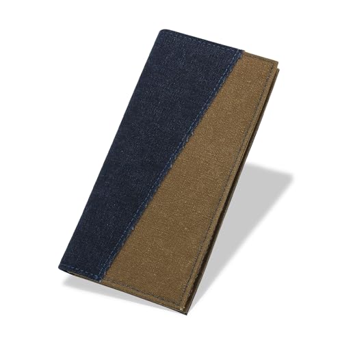 Long Wallet for Men, Large Capacity Minimalist Denim Bifold Wallet, Fashion Clutch Purse Card Holder Slim Wallet (Blue)