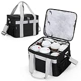 LoDrid Reusable 6 Cups Drink Carrier for Delivery with Bottom Padded Pad, Cup Holder Bag with Remova