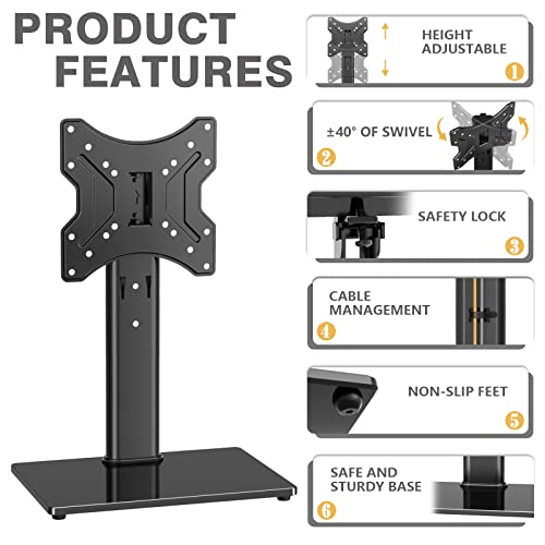 Universal Swivel Tv Stand Table Top Tv Stand Base With 4 Level Height Adjustable And Swivel Mount Bracket For 20-43 Inch Plasma Lcd Led Tvs, Vesa 200X200Mm #TOP3