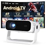 2026 New Smart Projector Built-in Apps, Android 14, Native 1080P 4K Supported WiFi 6 Bluetooth 5.2, 30000 Lumens, Low Fan Noise (<30dB), Home Cinema Projector for iOS/Switch /PS5（White-Black）
