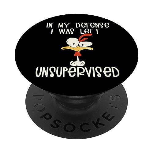 In My Defense I Was Left Unsupervised | Funny Retro Vintage PopSockets PopGrip Intercambiabile