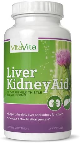 Liver Kidney Aid, All Natural Ingredients Supports Liver and Kidney Health, 90 Days Supply (180 Softgels)
