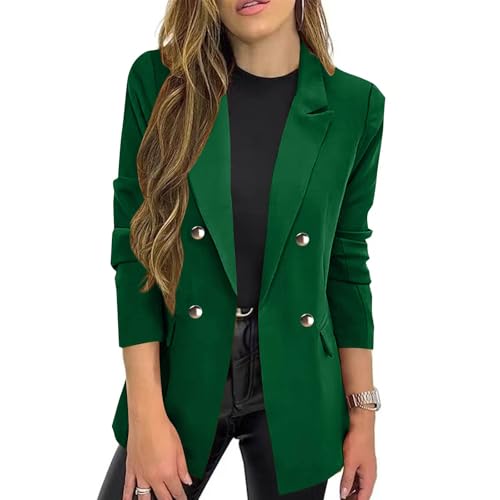 Women Blazer Jacket Casual Long Sleeve Button Lapel Open Front Work Office Suit 2025 Fall Pockets Dressy Outwear2