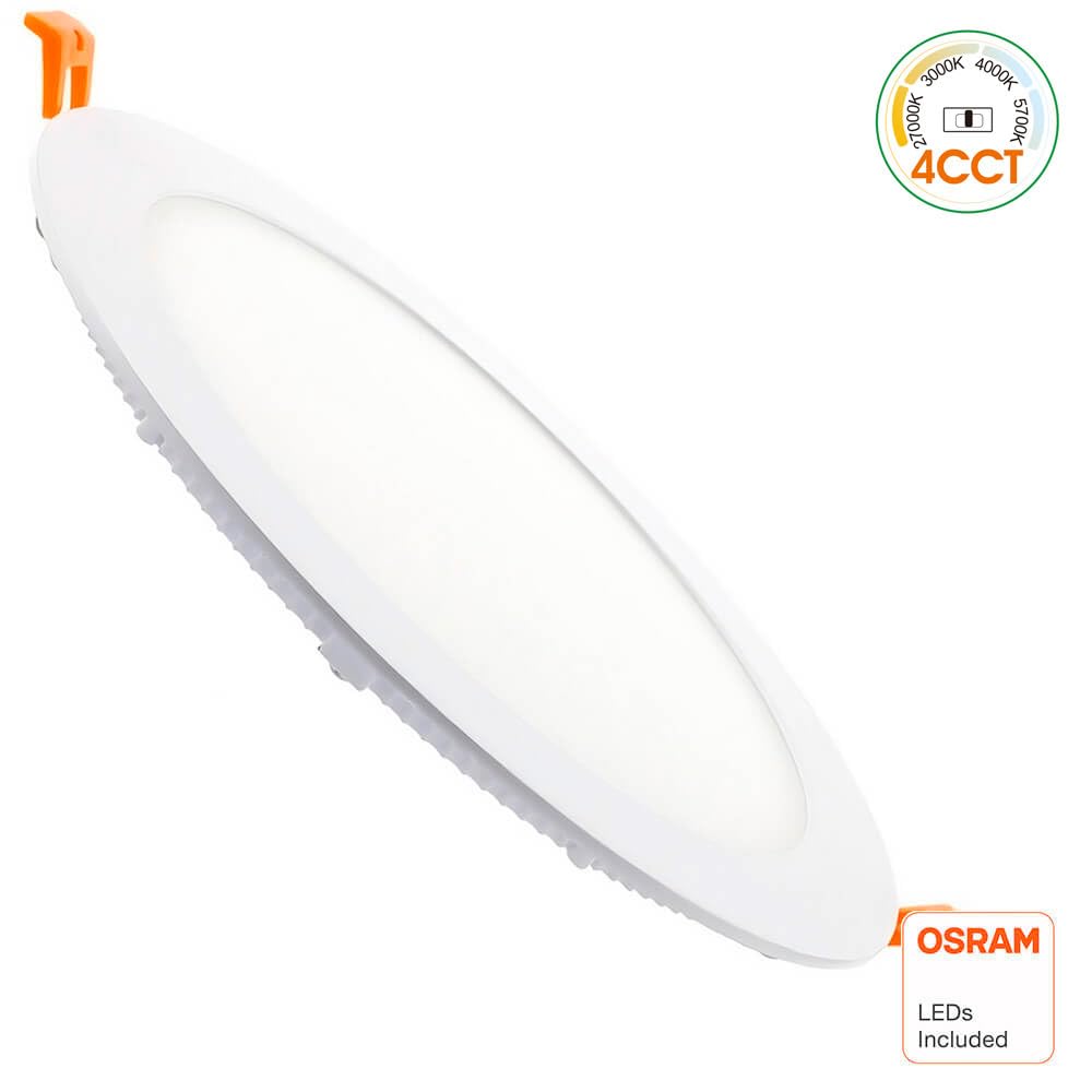 FactorLED Pack x2 Downlight LED Techo Empotrable Circular Slim 24cm 26W (260W), Panel Redondo Empotrado, Placa Extraplana, Luz Seleccionable 2700K-4000K-5700K (CCT) (2, Ø240mm)