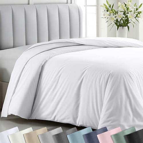California Design Den Duvet Cover Queen Size/Full Size -Winner Good Housekeeping Best Bedding Awards 2025, 400 Thread Count Sateen, 100% Cotton Bedding Duvet Covers,Button Closure & Corner Ties -White