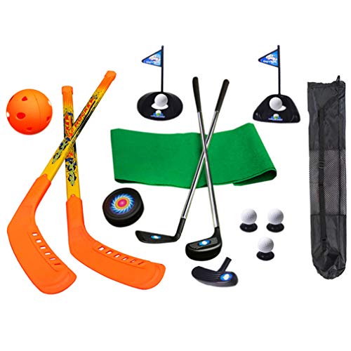 SOWOFA Juego de Palos de Hockey 3 en 1 de 21 Piezas y Juego de golfistas de Golf para niños y jóvenes con Bolsa