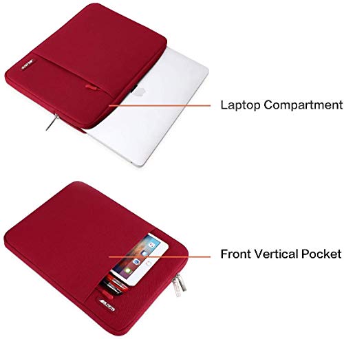 Image of MOSISO Laptop Case 15 inch, 15 inch Laptop Sleeve Compatible with MacBook Air M5 A3448 M4 A3241 M3 A3114 M2 A2941 2026-2023, Dell XPS, Polyester Vertical Computer Sleeve Bag with Pocket, Red