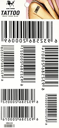 ONCEX 1 Sheet Barcodes Numbers Temporary Tattoos Waterproof Black Bar code Tattoo Designs Body Arms Legs Shoulder Back Men Women Painting Cartoon Art Stickers Water Transfer, 8X4 Inch
