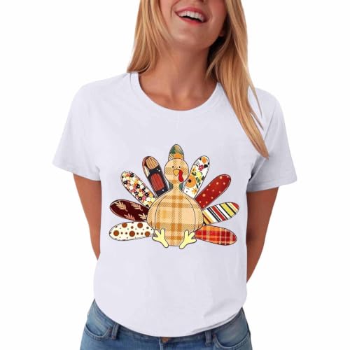 Thanksgiving Shirts for Women Crew Neck Short Sleeve Tee Tops - image 2
