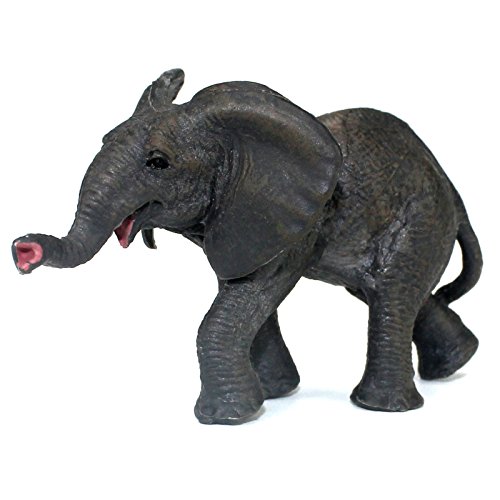 FUNSHOWCASE African Jungle Animals Young Elephant Calf Figure Realistic Plastic Figurine Height 2.2-inch