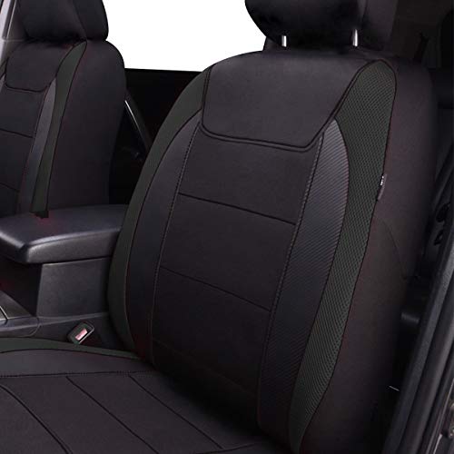 Flying Banner Gabardine - Fundas de malla para asiento delantero de coche, protector compatible con airbag, universal para la mayoría de coches, camiones, furgonetas, SUV (negro)