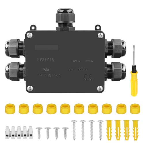 IP68 Waterproof Junction Box,Big 5-Way Outdoor Cable Connectors,Wire Connector Electrical Junction Box Plastic External Sleeve Protection Box for 4mm -15mm Diameter Cable