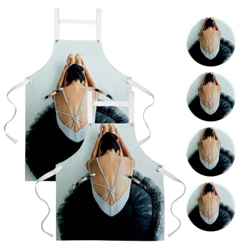 Tablier de cuisine lot de 2 avec broches pour bar et restaurant