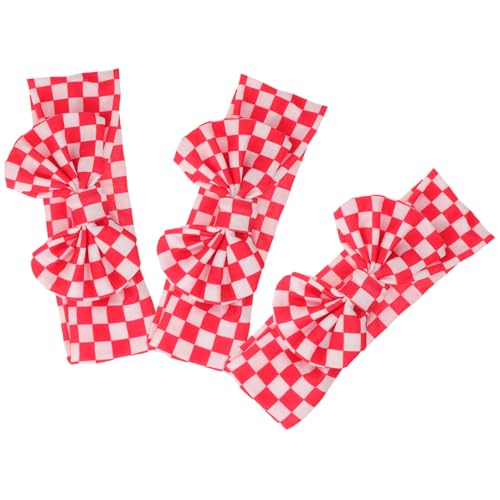 WESIEVYA Diademas para Niñas Elásticas Lazo Rojo y Color Claro, 3 Piezas para Bebés de 6 a 12 Meses, Accesorio Suave Cabello, Turbante Infantil Adecuado para Fotos y Fiestas