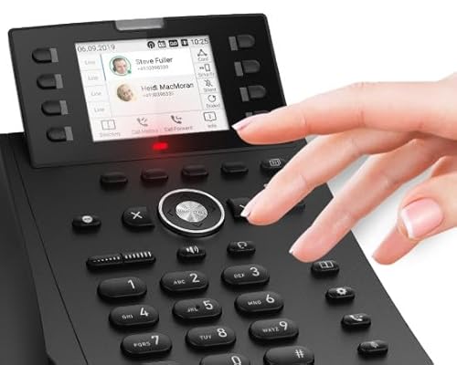 Snom D335 IP Telefon, SIP Tischtelefon, 2,7 hochauflösendes Farbdisplay, 12 SIP-Identitäten, 8 (32) Selbstbeschriftung, Funktionstasten, PoE, 2x Gigabit-Ethernet, Schwarz, 00004390