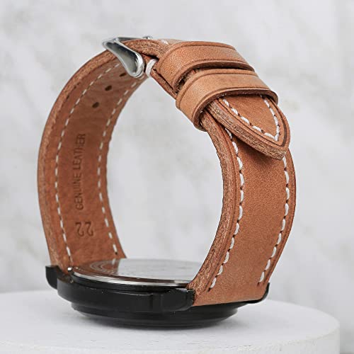 Berfine 18Mm Soft Vegetable Tanned Leather Watch Bands, Quick Release Watch Strap Replacement, Brown #TOP5