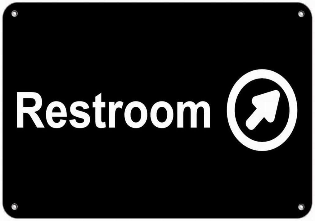 Notice Warning Restroom with Upper Right Arrow Rust Free Aluminum Tin Sign - Department Safety Decor with Pre-Drilled Holes for Office, Mall - 12x16 Inch​