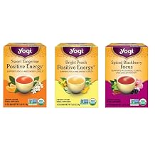 Yogi Tea - Morning Energy Variety Pack 3 Pack Includes Peach Bergamot Bright Day, Sweet Tangerine Positive Energy, Spiced Blackberry Focus - 48 Organic Tea Bags
