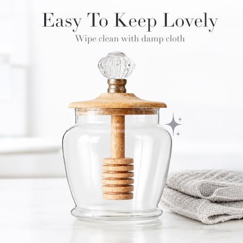 Mud Pie Glass Honey Jar, 5" x 3 1/4" dia, 1100 Milliliters, Clear by Mud Pie - Image 5