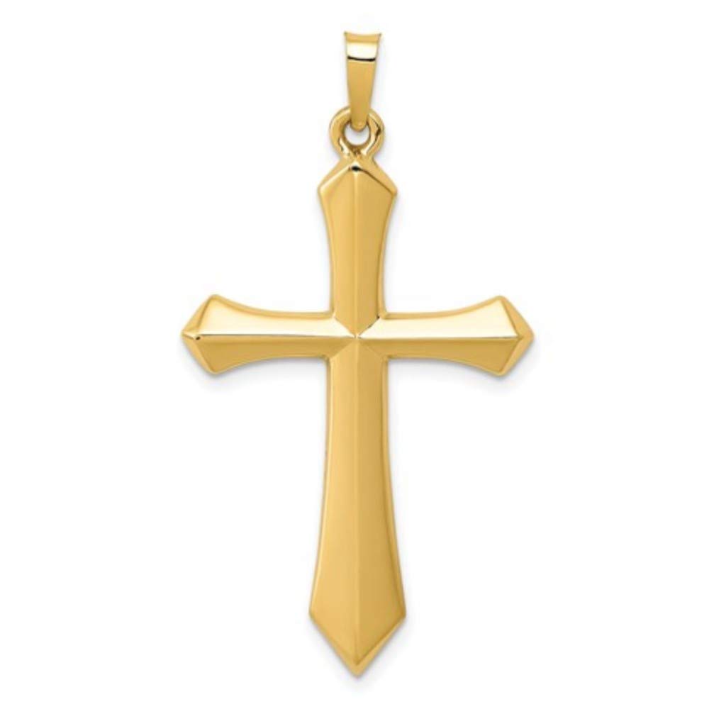 14K Yellow Gold and 14K White Gold Various Sizes Cross Religious Pendant Charm Necklaces Polished Fine Jewelry for Women and Men