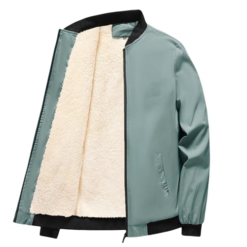 Cocila Men's Lined Flannel Shirt Long Sleeve Button Up Wool Plaid Mens Outdoor Winter Coat (Green, L) Trench Parkas for Men Coats and Jackets Faux Fur UK Tweed Jacket Lumberjack Black Superdry