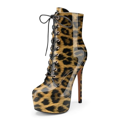 Z.Oufeier Women's Platform High Stiletto Heel Fall Ankle Boots Zipper