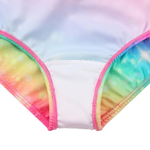 ZNYUNE Mädchen Einteiler Badeanzug Schnelltrocknend UV Schutz Schwimmanzug S460_Rainbow 128/134