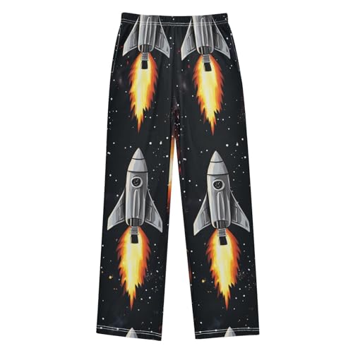 Galaxy Nebula Rocket Boys Long Pants Soft Trousers Elastic Waist Kids Lounge Bottoms with Pockets S-XL