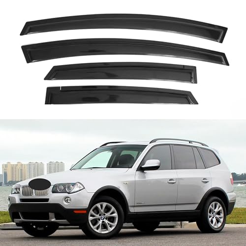 IG Window Visor for BMW X3 2003-2010, Rain Guard Tape-On Extra Durable Sun Wind Side Vent Window Deflector, 2003 2004 2005 2006 2007 2008 2009 2010