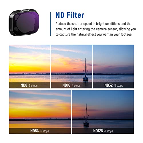 Neewer Nd Filter Set Compatible With Dji Mini 3/Mini 3 Pro, 6 Pack Cpl Nd8 Nd16 Nd32 Nd64 Nd128 Neutral Density Filter Drone Lens Accessory, Multi Coated Hd Optical Glass, Aluminum Alloy Frame #TOP4