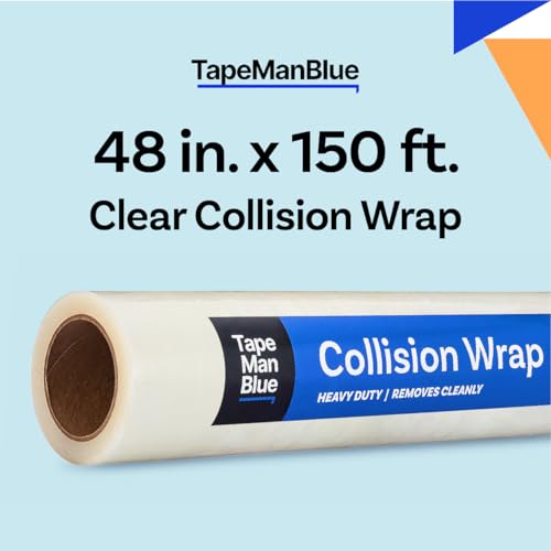 Crash Car Wrap, 48 inch x 150 feet, Made in USA, Clear Collision Wrap for Car Windows & Damaged Vehicles, Self Adhesive Broken Window Cover, Removes Cleanly & Easily by TapeManBlue - Image 2