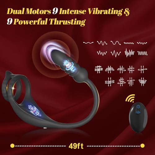 Thrusting-Prostate-Massager-Sex-Toy-with-Vibrating-Cock-Ring-Taint-Stimulator-Male-Anal-Dildo-Vibrator-Kinky-Adult-Sex-Toys-Games-MXUXEN-Remote-Control-Wearable-Silicone-Anal-Butt-Plug-for-Men