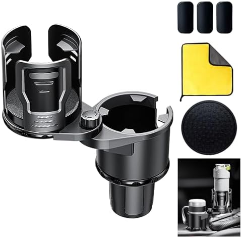 Car Cup Holder Expander,2 in 1 Expandable Cup Holder for Car with Locking Function and 360° Rotating,All Purpose Expandable Car Cup Holder Adjustable Base,Suitable for Large Water Cups and Drinks