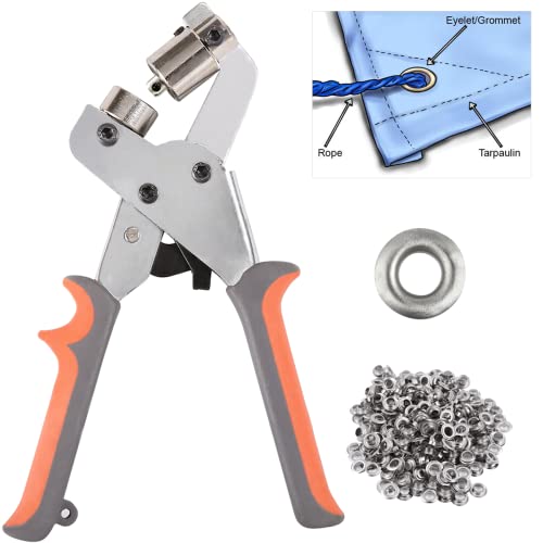 Bizoepro Grommet Tool Kit, 1/4 Inch Eyelet Kit Press Pliers (6Mm) Punch Hole Maker Manual Handheld Machine With 500Pcs Silver Grommets #TOP5
