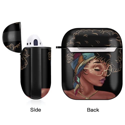 African American Girl For Airpods Case, Cute Girly Black Women Compatible With Apple Airpods 2/1 Case Cover Afro Girl Women Shockproof Protective Case Cover For Girl Women With Keychain #TOP2