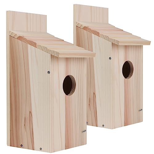 2 Pack Bird Houses for Outside,Blue Bird Box House for Outside,Cedar Finch Swallow Wren Hummingbird Birdhouse,DIY
