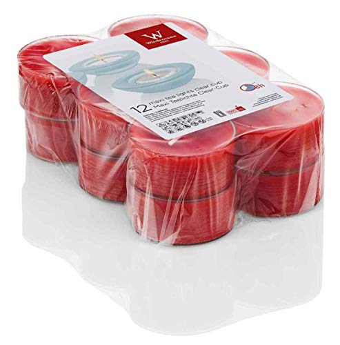 INNA-Glas 12er Set Wachskerze Kenny, rubinrot, 2,1cm, Ø 5,6cm, 8h -...