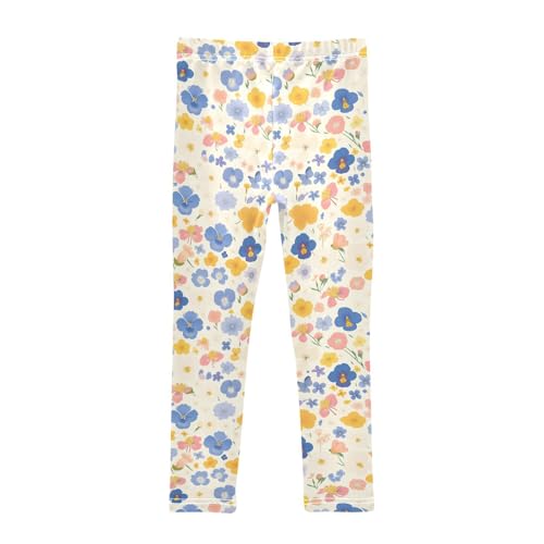 KLL The Garden Tricolor Pansy Flower Toddler Baby Girl Cotton Pants Comfortable Full Length Leg Yoga Pants Running2