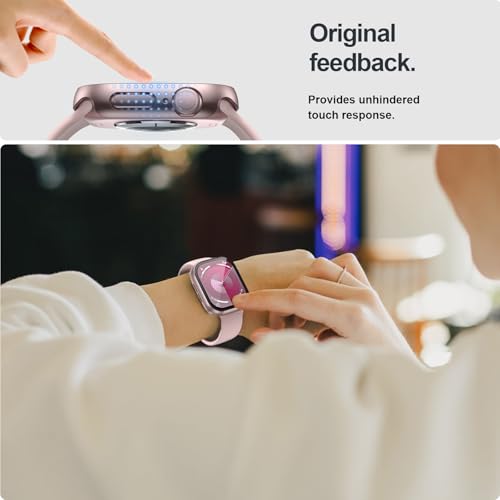 Image of JZK 2 Pack Case with Tempered Glass Screen Protector for Apple Watch Series 11(2025) Series 10 42mm, Slim Guard Bumper Full Coverage Hard PC Ultra-Thin Cover for iWatch 11 /10 42mm,Rose Gold+Clear