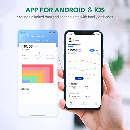 Wellue BP2A Blood Pressure Monitor for Home use, Wireless Upper Arm Cuff, Bluetooth BP Machine with Free APP - Armfit Relax - Thumbnail 4