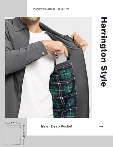Tbmpoy Men'S Lightweight Jackets Casual Windbreaker Stylish Light Fall Golf Full Zip Up Work Dress Business Deep Gray L thumb #4