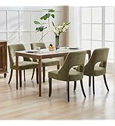 UVV Wooden Dining Chairs Set of 4, Mid Century Modern Chenille Upholstered Dining Room Chair Kitc...