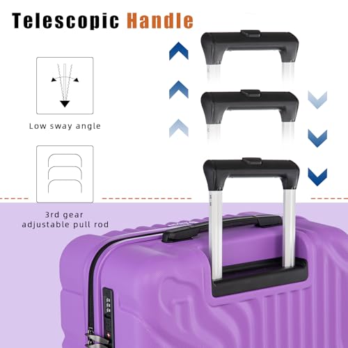 Luggage Sets Suitcase Sets 5 Piece Luggage Sets Suitcase with ABS Hard Shell Lightweight TSA Lock and Double Rotatable Detachable Wheels(Purple,20"/24"/28"/DB/TB)4