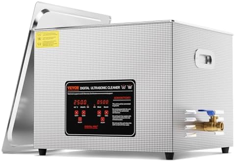 VEVOR Ultrasonic Cleaning, 15L Professional 360W Cleaning Machine with Timer & Heater, 40kHz Digital Ultrasonic Parts Cleaner with Basket for Watch Glasses Jewelry Retainer Industrial Parts Tools
