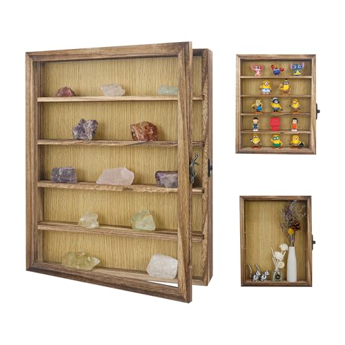 Image of FramePro Shadow Box Frame Display Case 11x14 with Removable Shelves, Deep Memory Box Trinket Knick Knack Shelf Cabinet for Collector, Keepsake Coins Military Medals Wedding Flowers Real Wood