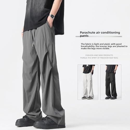 Summer ice Silk Trousers Men's Loose Straight Casual Trousers3
