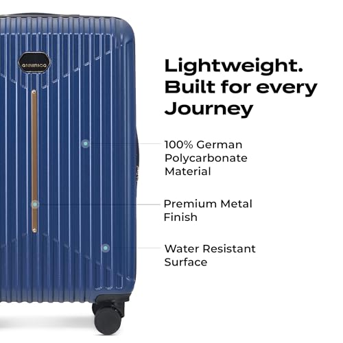 Image of Midnight Voyager Check-in Medium 67.5cm | Trolley Bag Hard Case Polycarbonate, 4 Wheels 360 Degree Wheeling System Luggage, Suitcase for Travel, with Front Laptop Access (Strom Blue)
