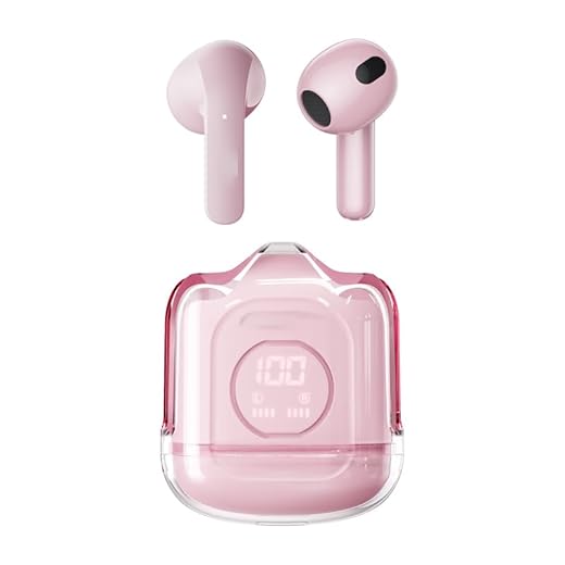BEARTAIN Fone de Ouvido in Ear Esportivo Sem Fio Bluetooth com Caso de Carregamento TWS Estéreo Fones de Ouvido Som Estéreo- rosa